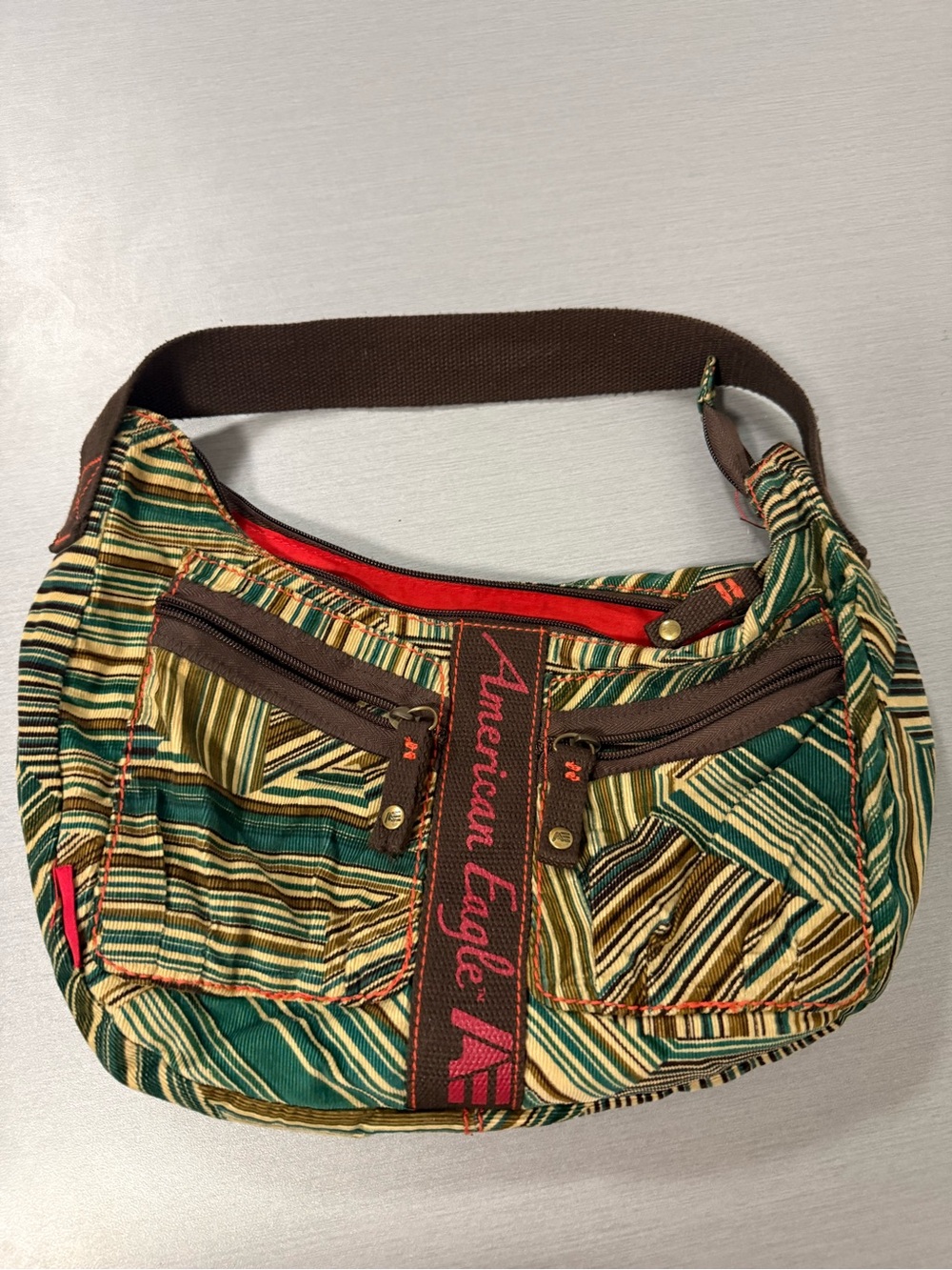 American Eagle Striped Hobo Shoulder Bag | Boho Y2K Purse